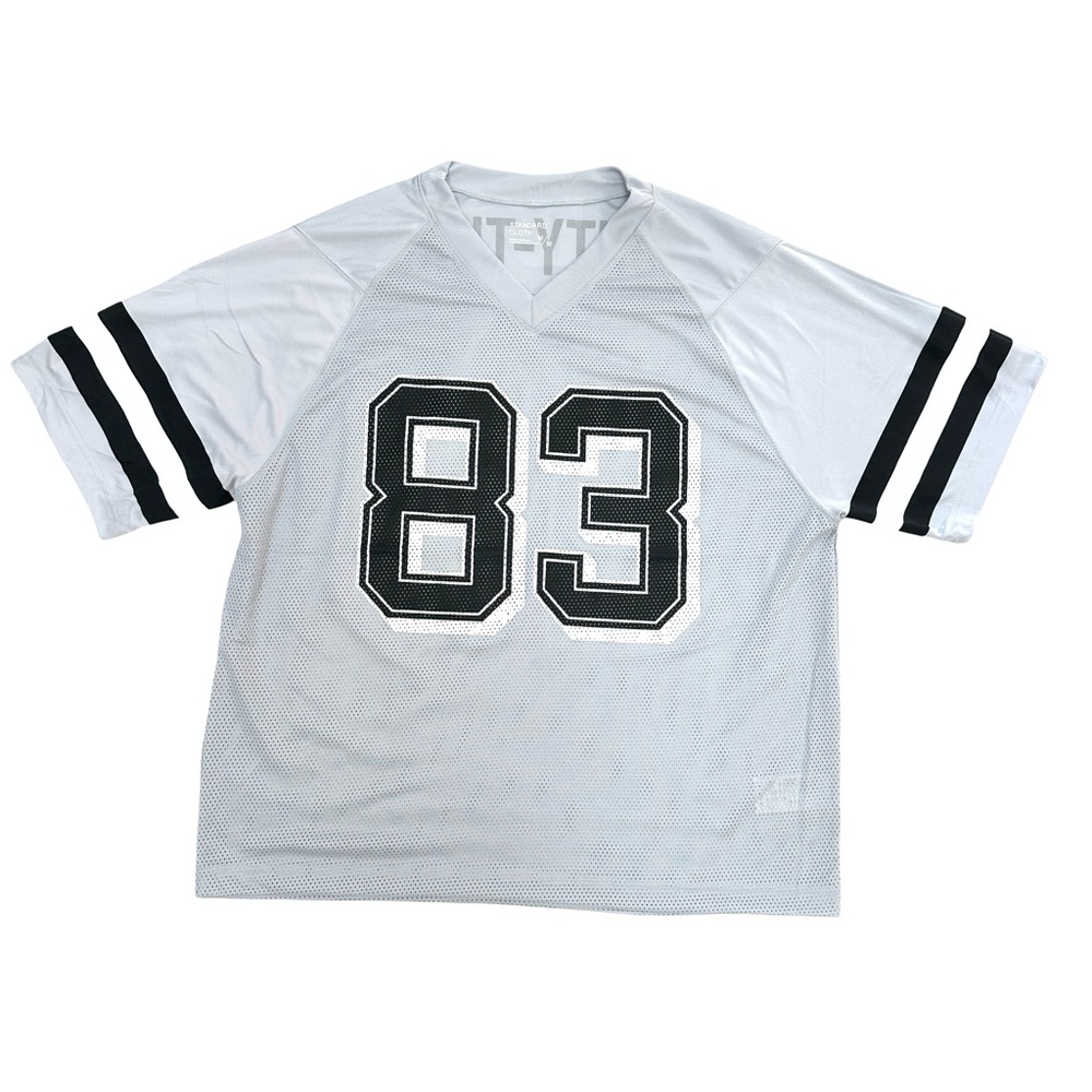 Grey Mesh Jersey Stripes 83 Eighty Three Graphic Size M